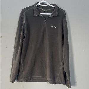 Eddie Bauer Charcoal Quarter-Zip Fleece Large